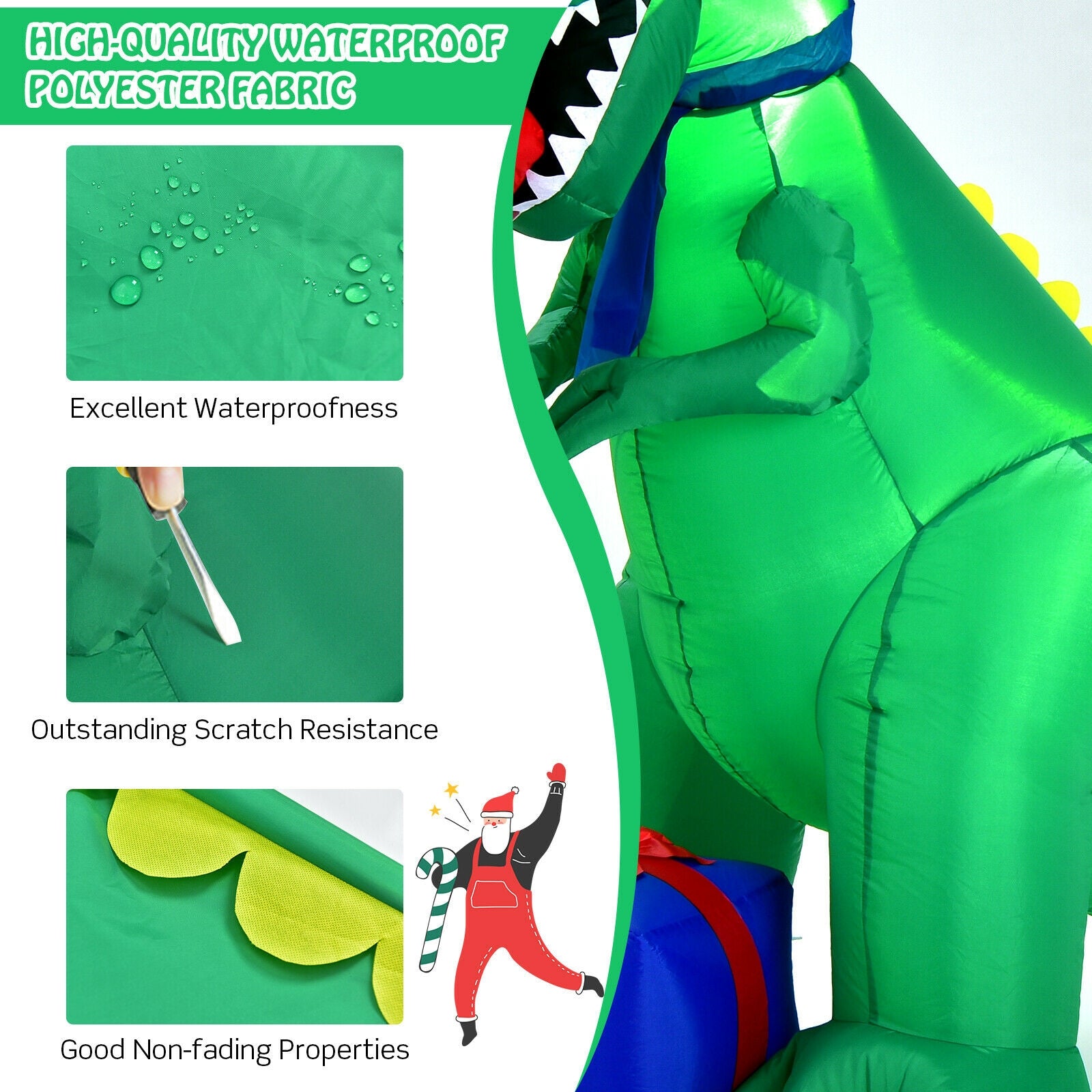 6 Feet Christmas Inflatable Dinosaur, Indoor Outdoor, Green Christmas Inflatables at Gallery Canada