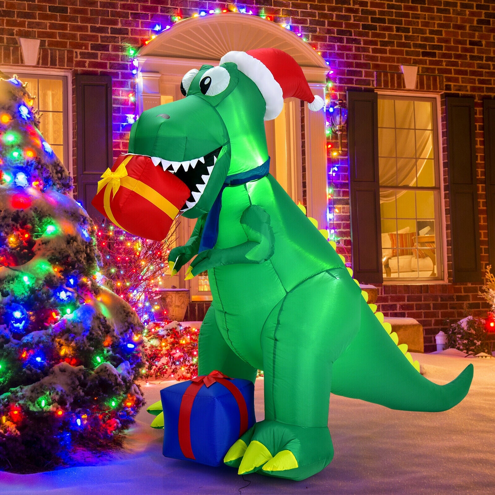 6 Feet Christmas Inflatable Dinosaur, Indoor Outdoor, Green Christmas Inflatables at Gallery Canada
