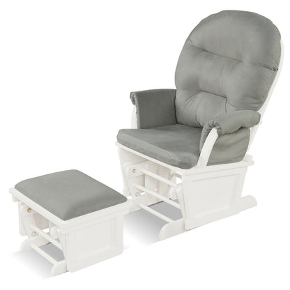Wood Baby Glider Ottoman Set, Padded Armrests, Light Gray Recliners at Gallery Canada