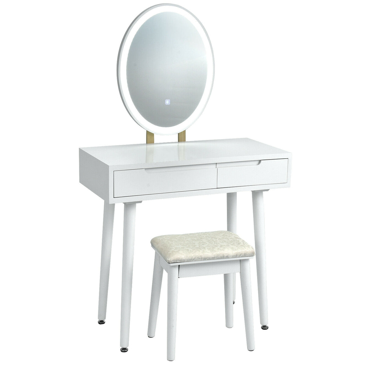 Touch Screen Vanity Makeup Table Stool Set, White Makeup Vanities White at Gallery Canada