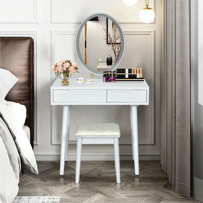 Touch Screen Vanity Makeup Table Stool Set, White Makeup Vanities at Gallery Canada