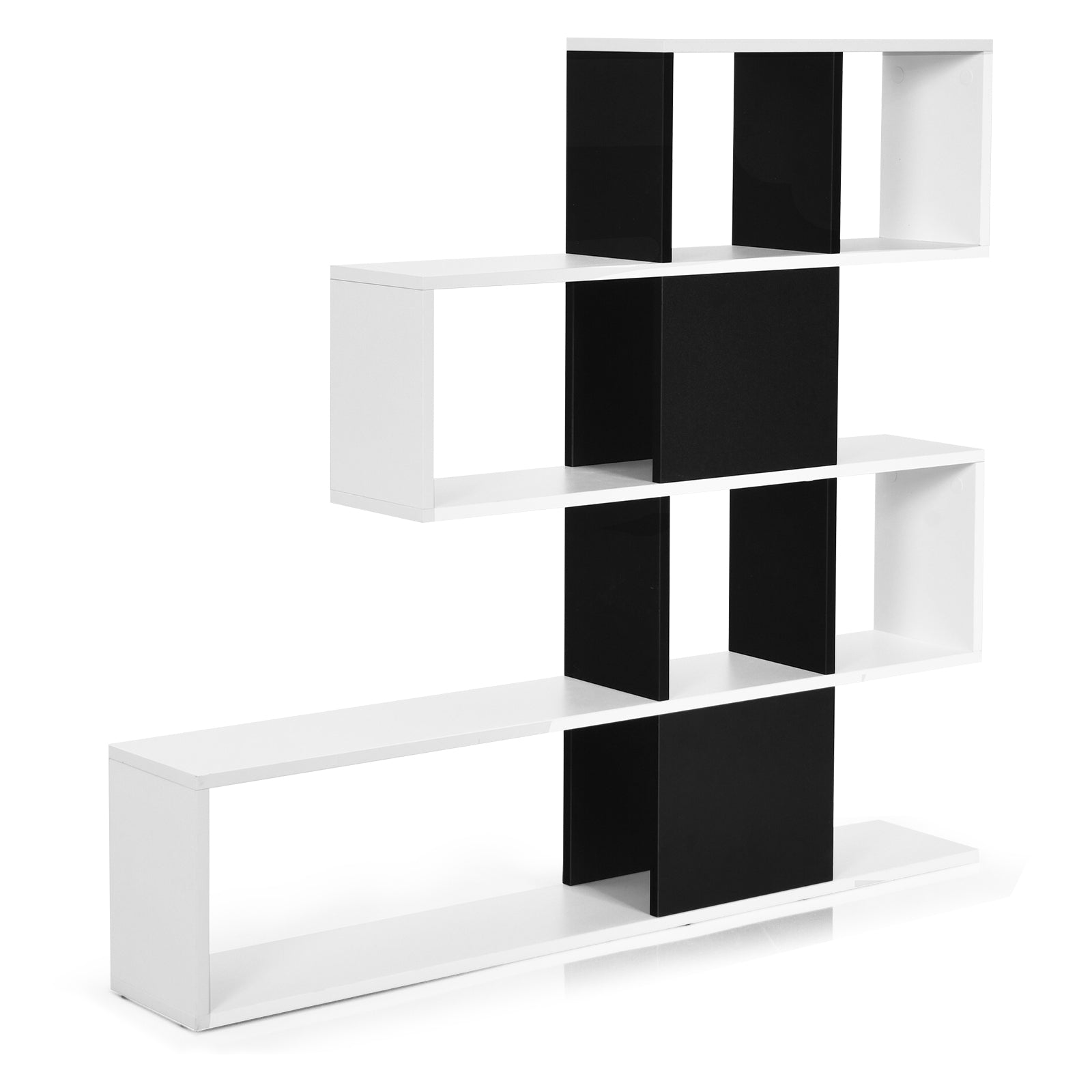 5-Tier Corner Ladder Bookcase With Storage Rack, White, Black Bookcases at Gallery Canada