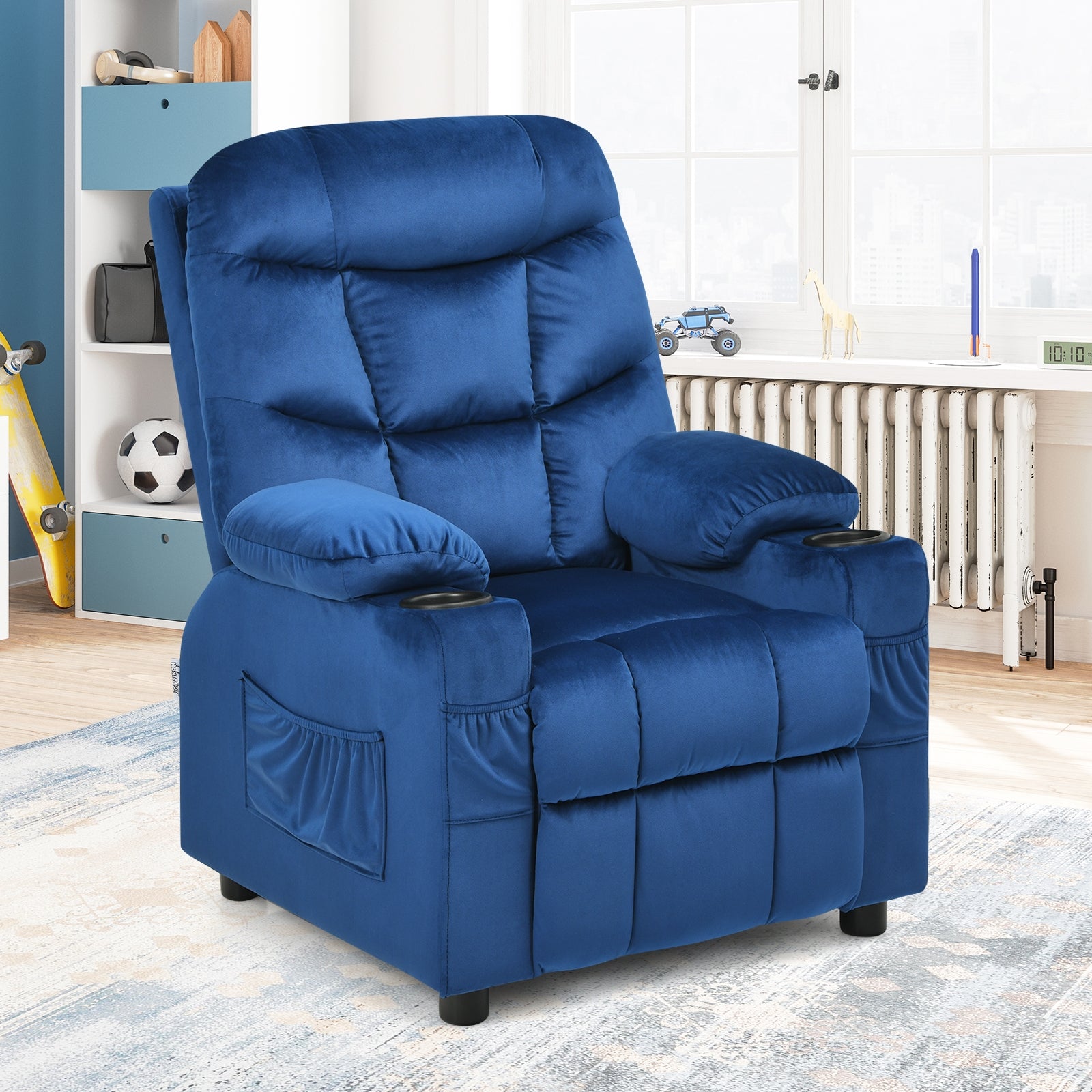 Kids Recliner Chair, Cup Holder, Footrest, Light Blue Kids Chairs & Seating at Gallery Canada