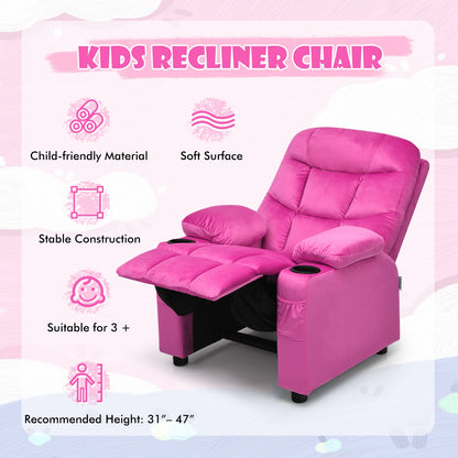 Kids Recliner Chair, Cup Holder, Footrest, Pink Kids Chairs & Seating at Gallery Canada