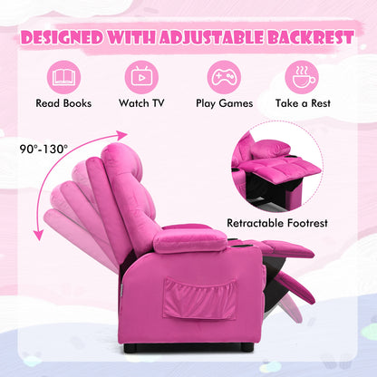 Kids Recliner Chair, Cup Holder, Footrest, Pink Kids Chairs & Seating at Gallery Canada