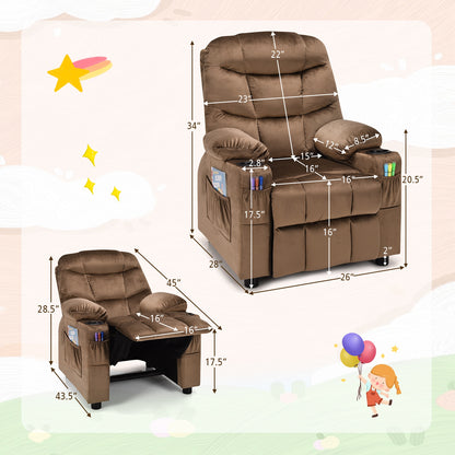 Kids Recliner Chair, Cup Holder, Footrest, Brown Kids Chairs & Seating at Gallery Canada