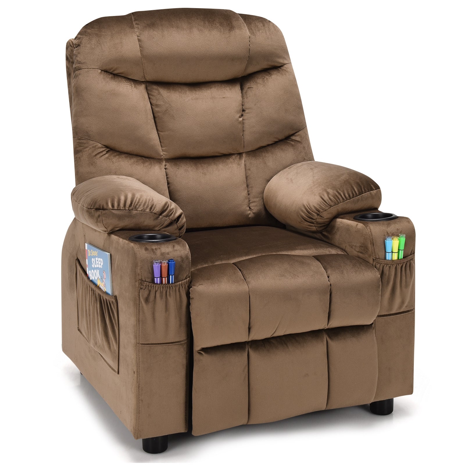 Kids Recliner Chair, Cup Holder, Footrest, Brown Kids Chairs & Seating at Gallery Canada