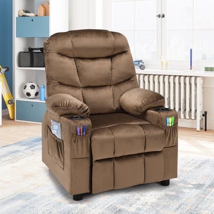 Kids Recliner Chair, Cup Holder, Footrest, Brown Kids Chairs & Seating at Gallery Canada