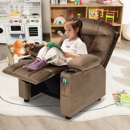 Kids Recliner Chair, Cup Holder, Footrest, Brown Kids Chairs & Seating at Gallery Canada
