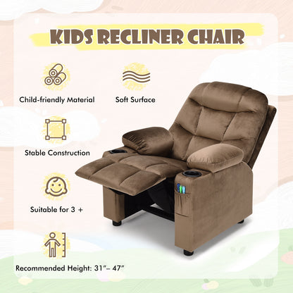 Kids Recliner Chair, Cup Holder, Footrest, Brown Kids Chairs & Seating at Gallery Canada