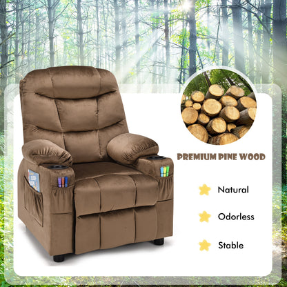 Kids Recliner Chair, Cup Holder, Footrest, Brown Kids Chairs & Seating at Gallery Canada
