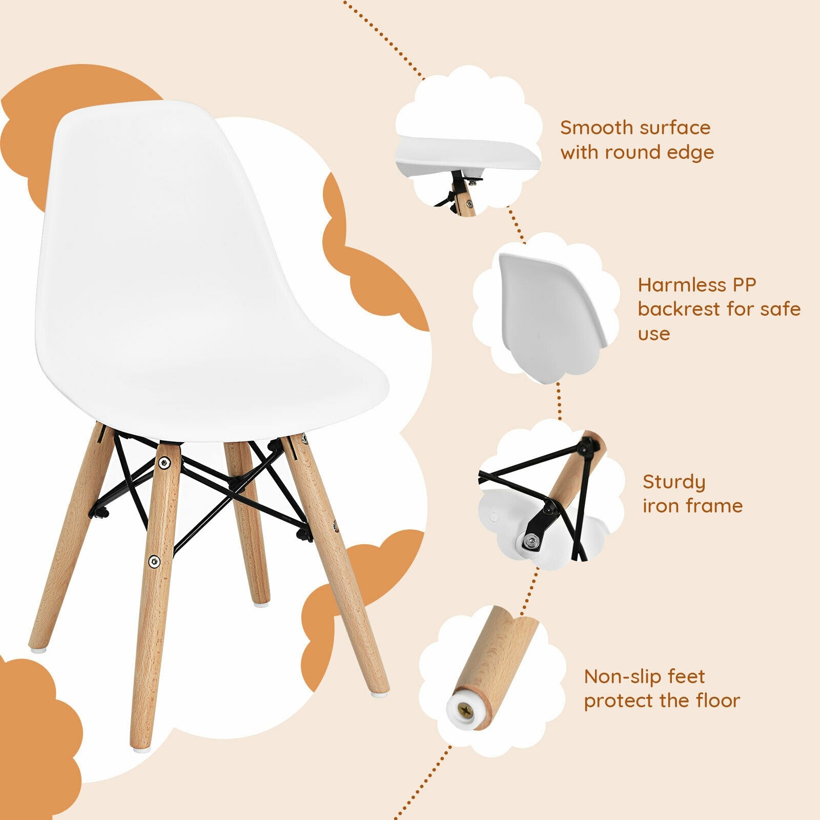 Medieval Style Children Chair Set, 4 Pieces, Wood Legs, White Kids Chairs & Seating at Gallery Canada
