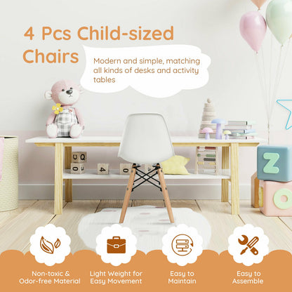 Medieval Style Children Chair Set, 4 Pieces, Wood Legs, White Kids Chairs & Seating at Gallery Canada