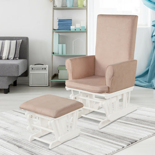 Wooden Nursery Glider Ottoman Cushion Set, Pink