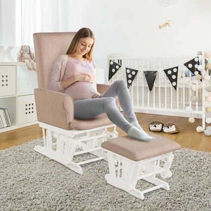 Wooden Nursery Glider Ottoman Cushion Set, Pink Recliners at Gallery Canada