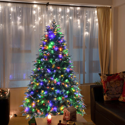 Pre-Lit Snowy Christmas Hinged Tree with Flash Modes and Multi-Color Lights-6 ft, Green Christmas Tree at Gallery Canada