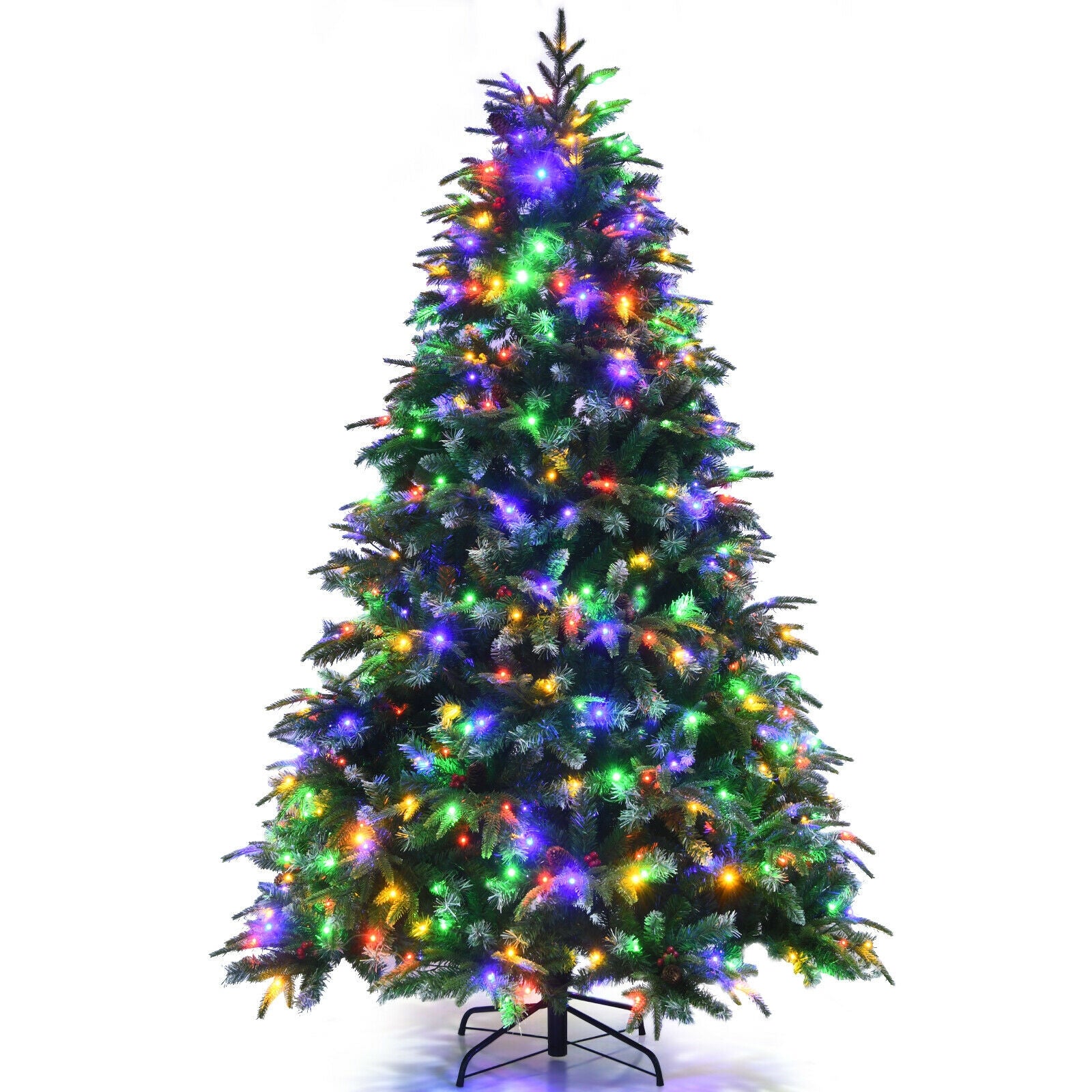 Pre-Lit Snowy Christmas Hinged Tree, Multi-Color Lights, 7', Green Christmas Tree at Gallery Canada