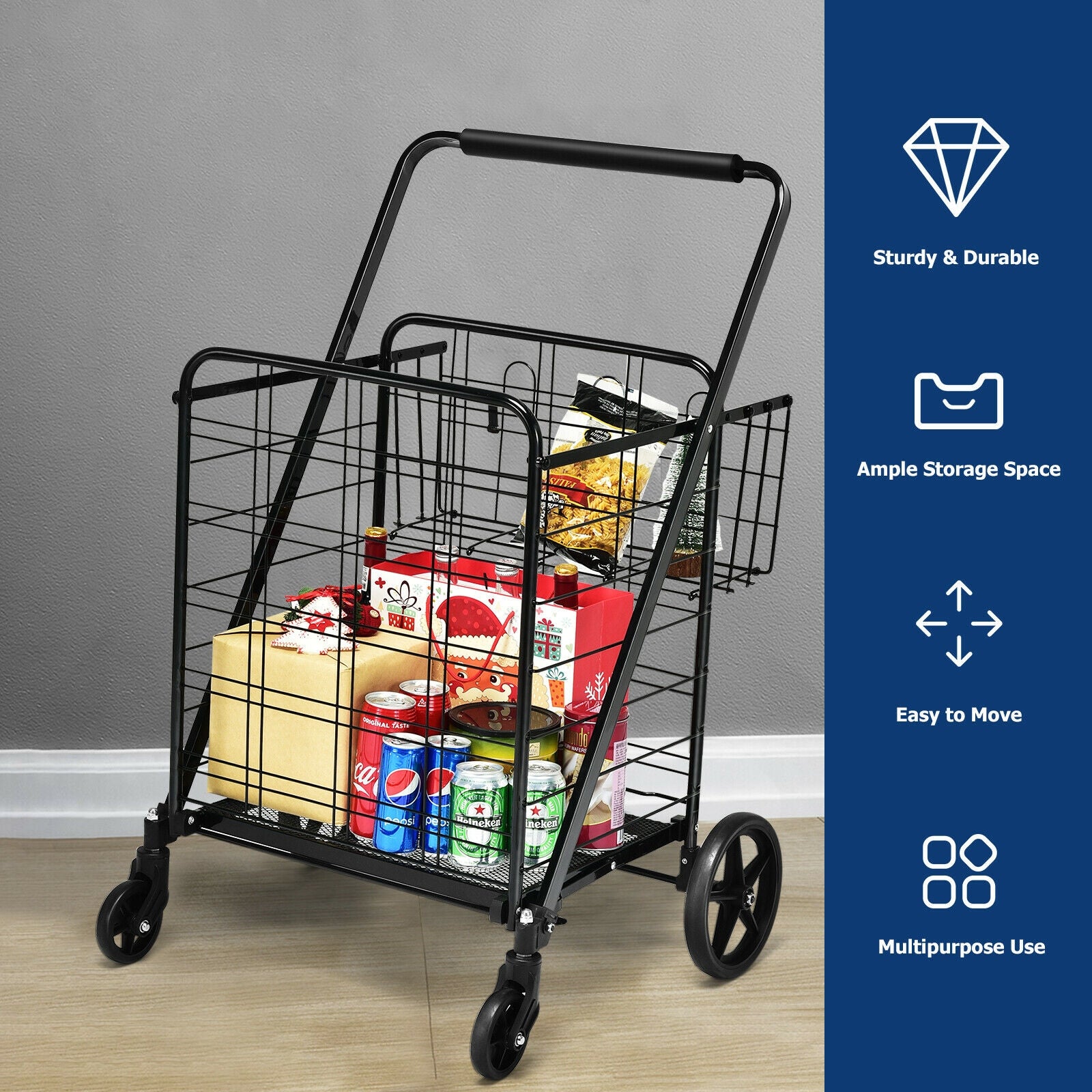 Heavy Duty Folding Utility Cart, Black Kitchen Tools at Gallery Canada