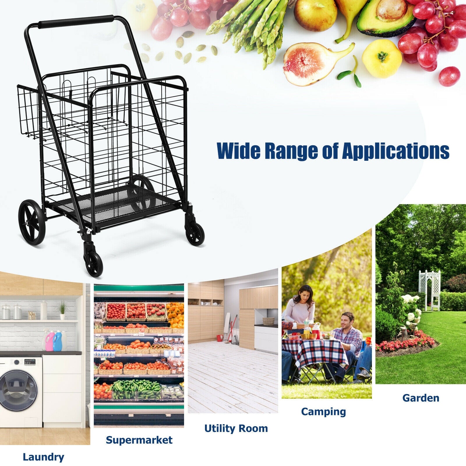 Heavy Duty Folding Utility Cart, Black Kitchen Tools at Gallery Canada