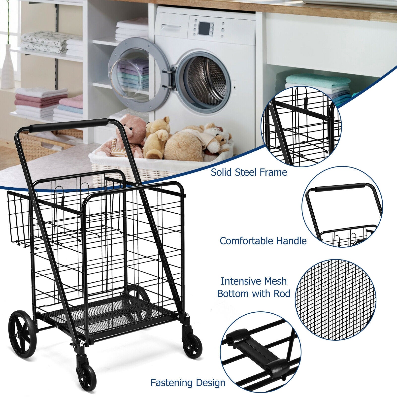 Heavy Duty Folding Utility Cart, Black Kitchen Tools at Gallery Canada