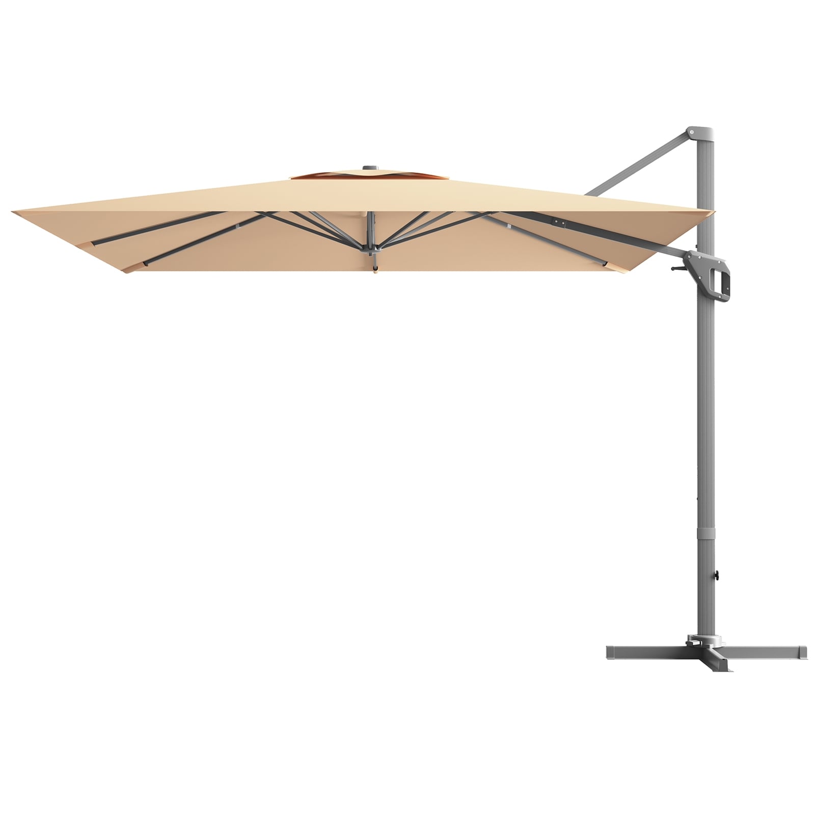 10x10 Feet Patio Cantilever Umbrella, Aluminum 360-Degree Rotation Tilt, Beige Outdoor Umbrellas at Gallery Canada