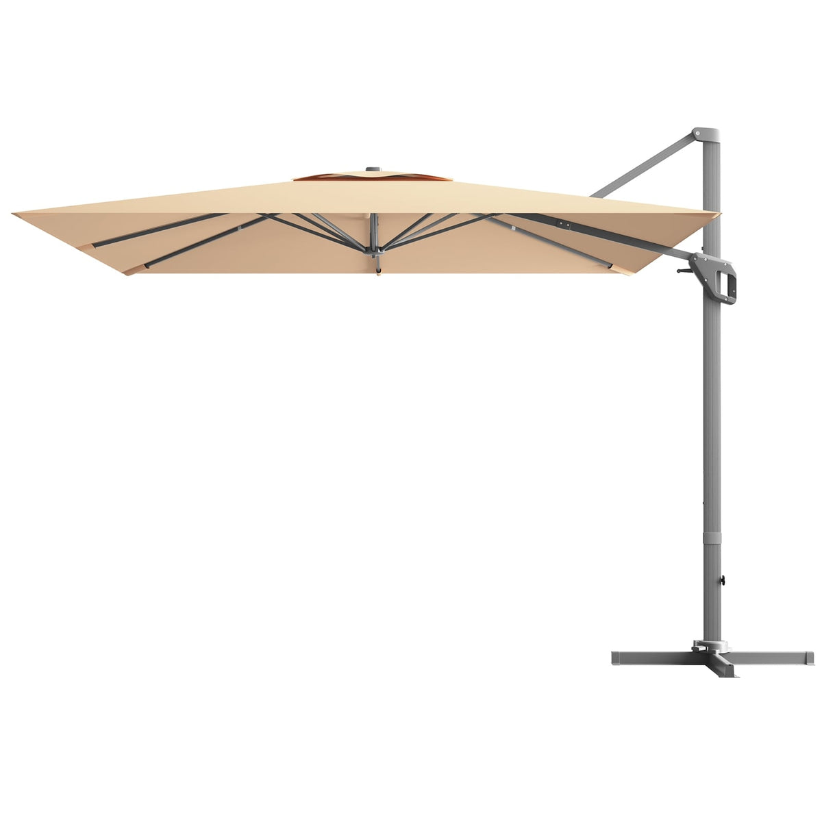 10x10 Feet Patio Cantilever Umbrella, Aluminum 360-Degree Rotation Tilt, Beige Outdoor Umbrellas at Gallery Canada
