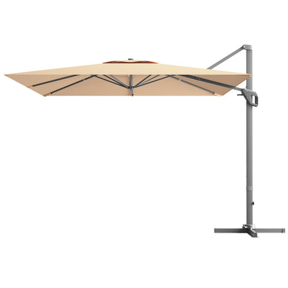 10x10 Feet Patio Cantilever Umbrella, Aluminum 360-Degree Rotation Tilt, Beige Outdoor Umbrellas at Gallery Canada