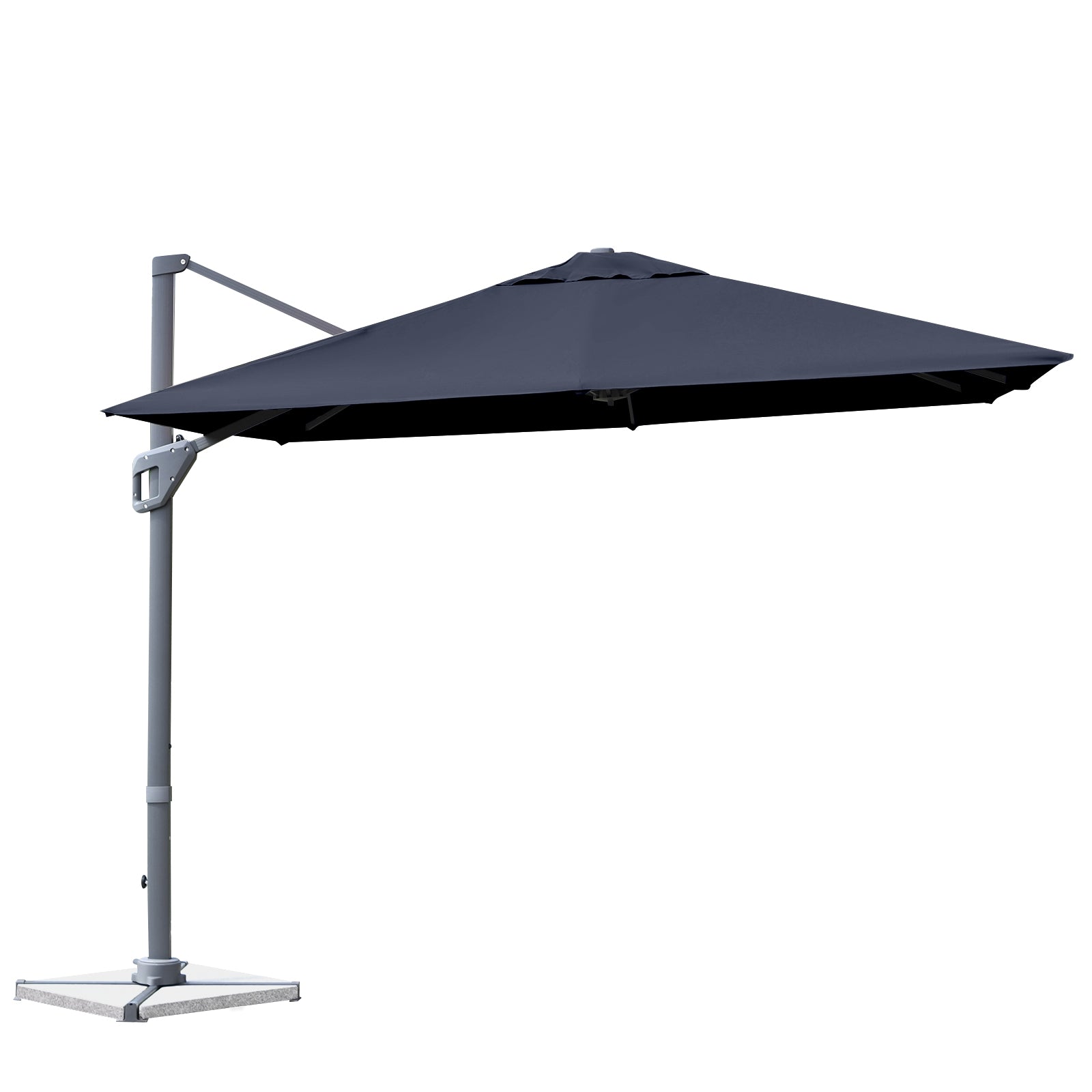 10 x 10 Feet Patio Offset Cantilever Umbrella, Aluminum 360-Degree Rotation Tilt, Navy Outdoor Umbrellas Navy at Gallery Canada