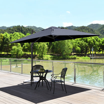 10 x 10 Feet Patio Offset Cantilever Umbrella, Aluminum 360-Degree Rotation Tilt, Navy Outdoor Umbrellas at Gallery Canada