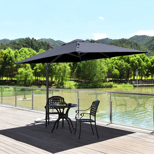 10 x 10 Feet Patio Offset Cantilever Umbrella, Aluminum 360-Degree Rotation Tilt, Navy