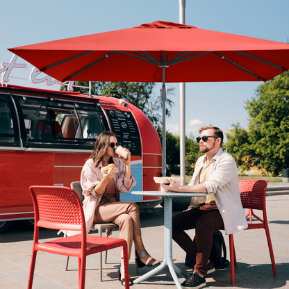 10 x 10 Feet Patio Offset Cantilever Umbrella, Aluminum 360-Degree Rotation Tilt, Orange Outdoor Umbrellas at Gallery Canada