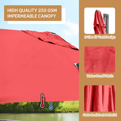 10 x 10 Feet Patio Offset Cantilever Umbrella, Aluminum 360-Degree Rotation Tilt, Orange Outdoor Umbrellas at Gallery Canada