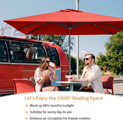10 x 10 Feet Patio Offset Cantilever Umbrella, Aluminum 360-Degree Rotation Tilt, Orange Outdoor Umbrellas at Gallery Canada