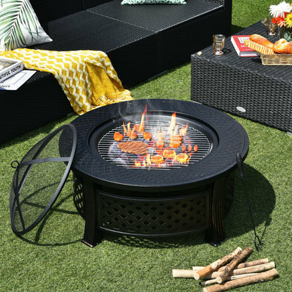 Outdoor Fire Pit With BBQ Grill, High-Temp Resistance Finish, Black Fire Pits at Gallery Canada