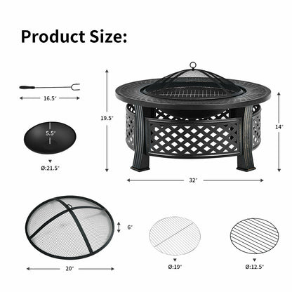 Outdoor Fire Pit With BBQ Grill, High-Temp Resistance Finish, Black Fire Pits at Gallery Canada