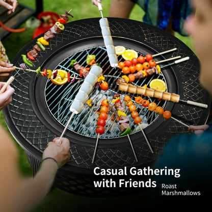 Outdoor Fire Pit With BBQ Grill, High-Temp Resistance Finish, Black Fire Pits at Gallery Canada