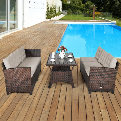 Hand-Woven Rattan Outdoor Sofa Set, 3 Pieces, Brown Outdoor Sectionals at Gallery Canada