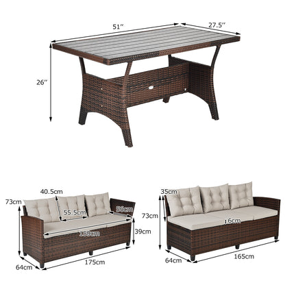 Hand-Woven Rattan Outdoor Sofa Set, 3 Pieces, Brown Outdoor Sectionals at Gallery Canada