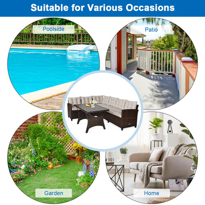 Hand-Woven Rattan Outdoor Sofa Set, 3 Pieces, Brown Outdoor Sectionals at Gallery Canada