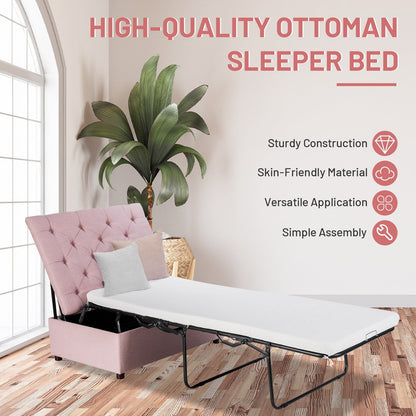 Folding Ottoman Sleeper Bed With Mattress, Pink Folding Beds at Gallery Canada
