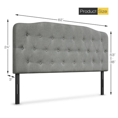 Queen Upholstered Headboard, Adjustable Height, Light Gray Headboards at Gallery Canada