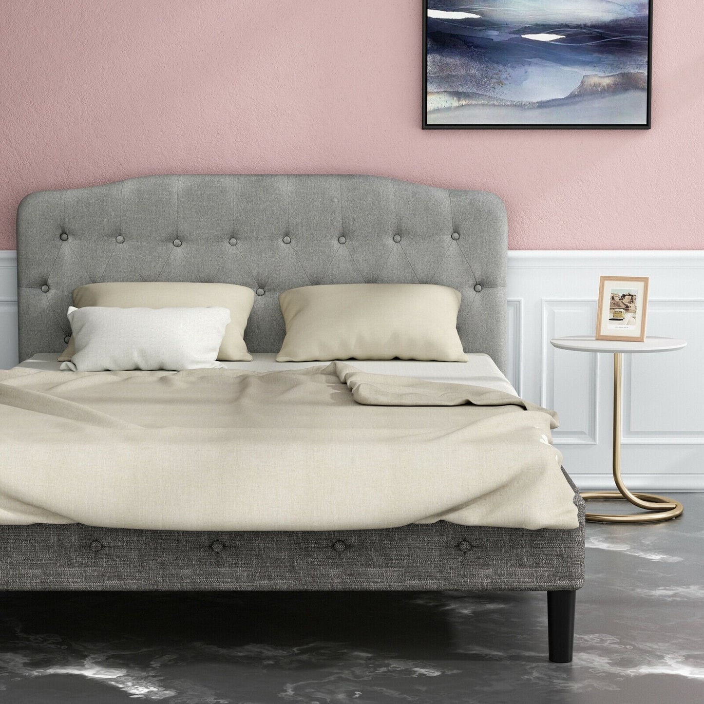 Queen Upholstered Headboard, Adjustable Height, Light Gray Headboards at Gallery Canada