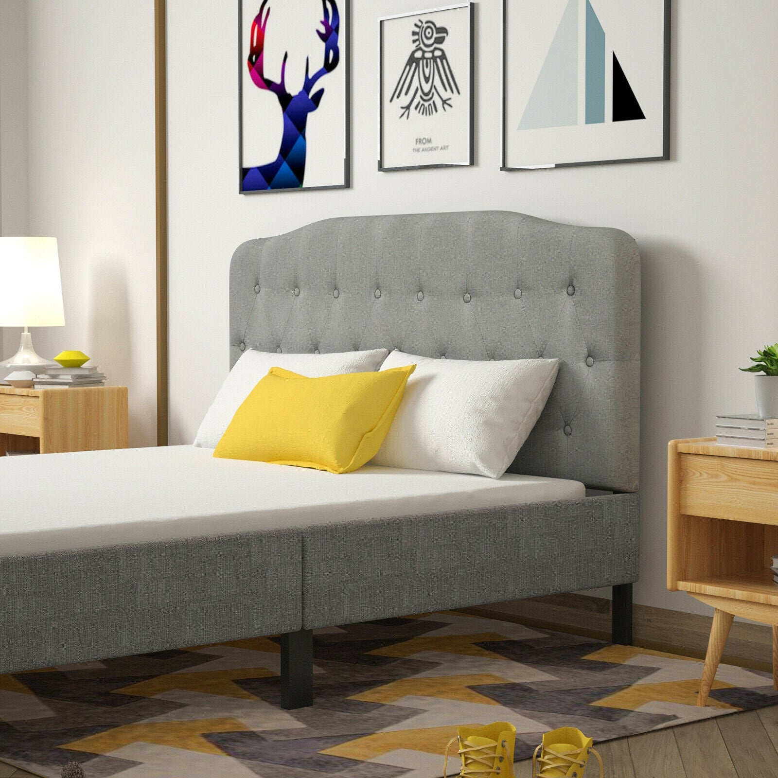 Queen Upholstered Headboard, Adjustable Height, Light Gray Headboards at Gallery Canada