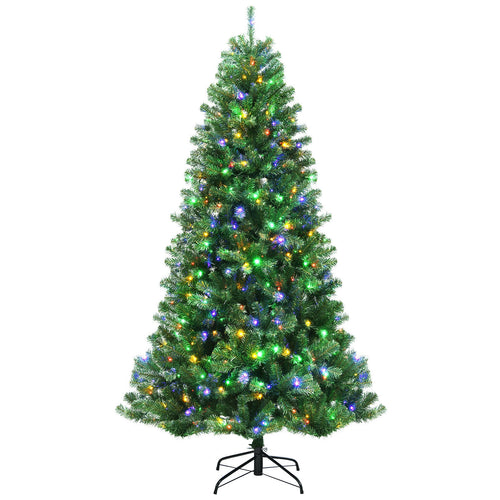 Artificial Hinged Christmas Tree, 6', Remote Control LED Lights, Green