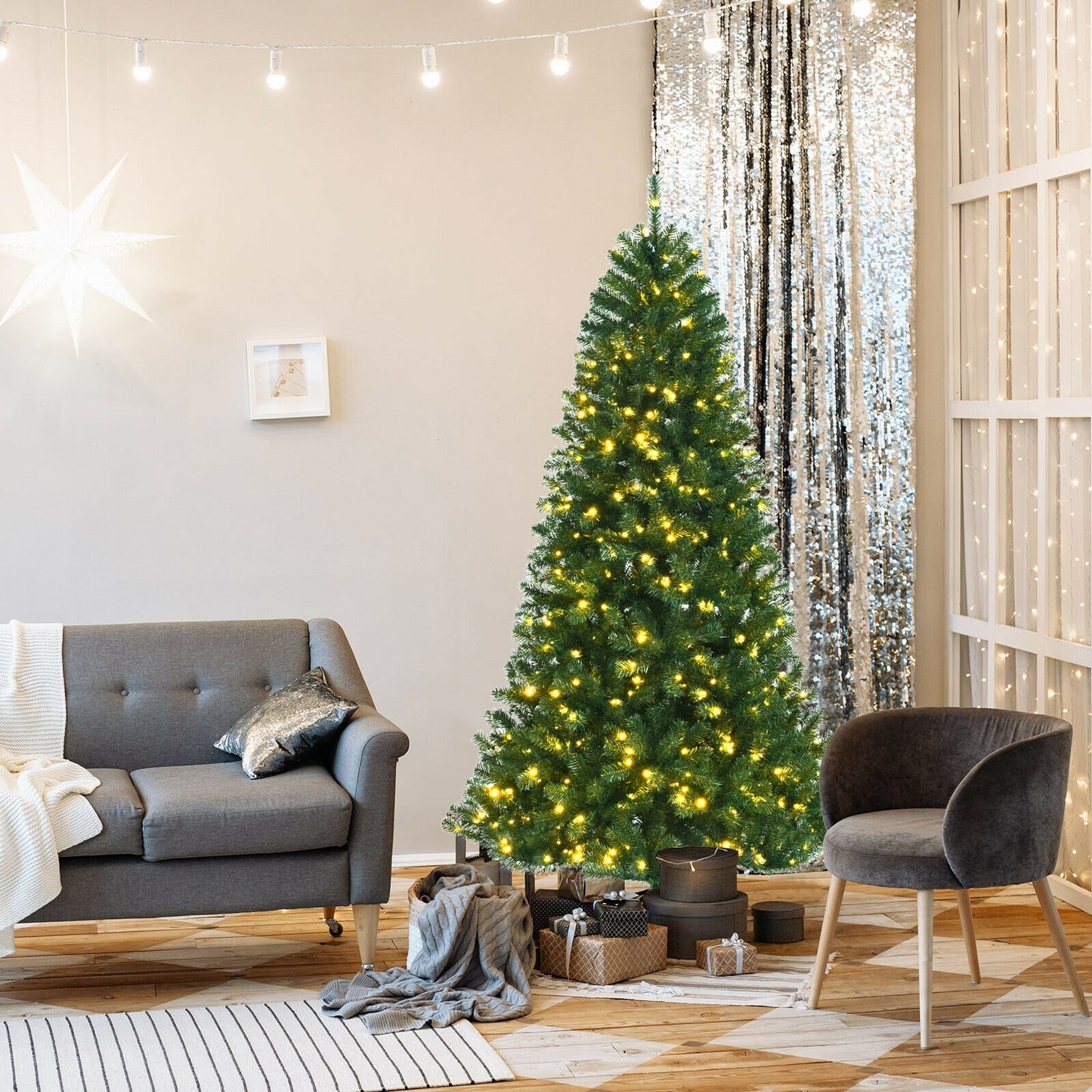 Artificial Hinged Christmas Tree, 6', Remote Control LED Lights, Green Christmas Tree at Gallery Canada