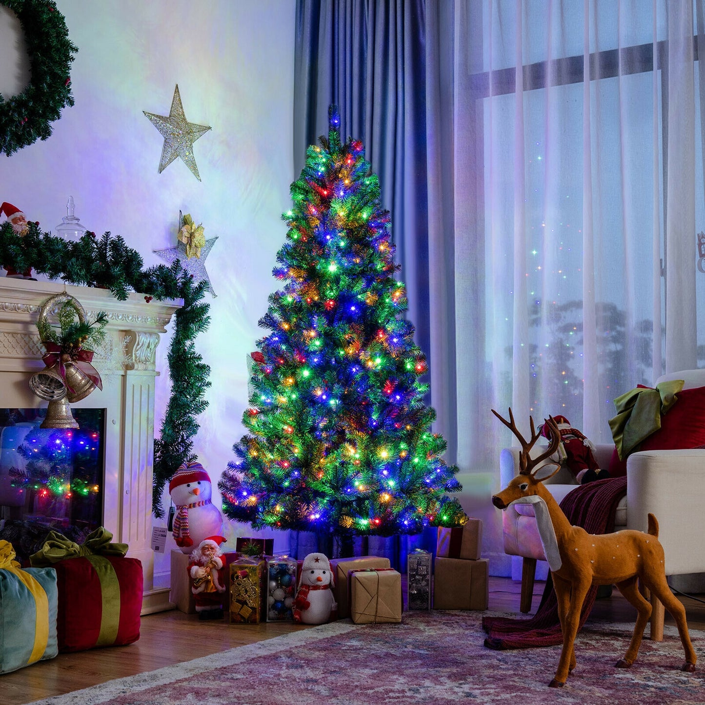 Artificial Hinged Christmas Tree, 6', Remote Control LED Lights, Green Christmas Tree at Gallery Canada