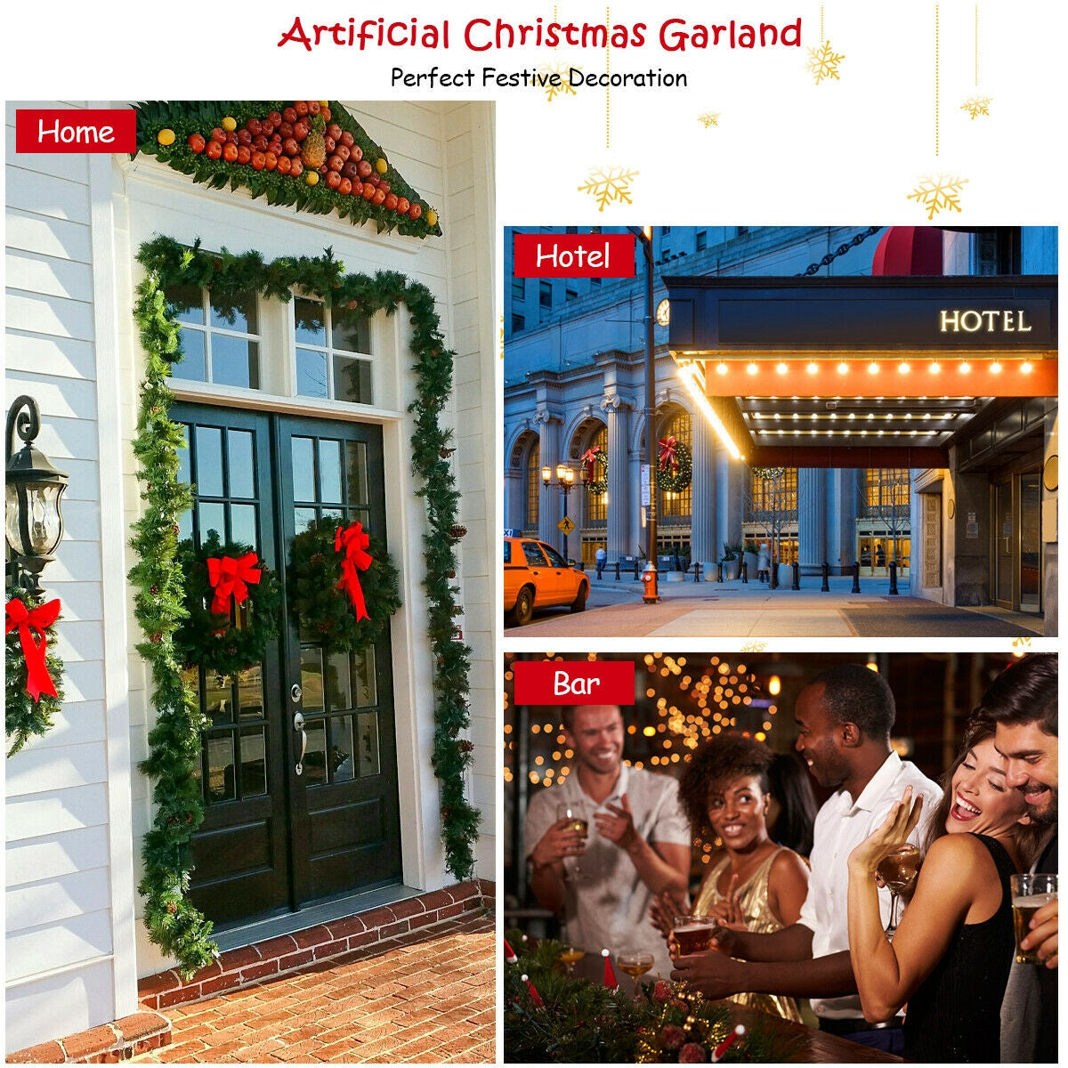 9 Feet Pre-Lit Artificial Christmas Garland With LED Lights, Green Christmas Decor & Accessories at Gallery Canada