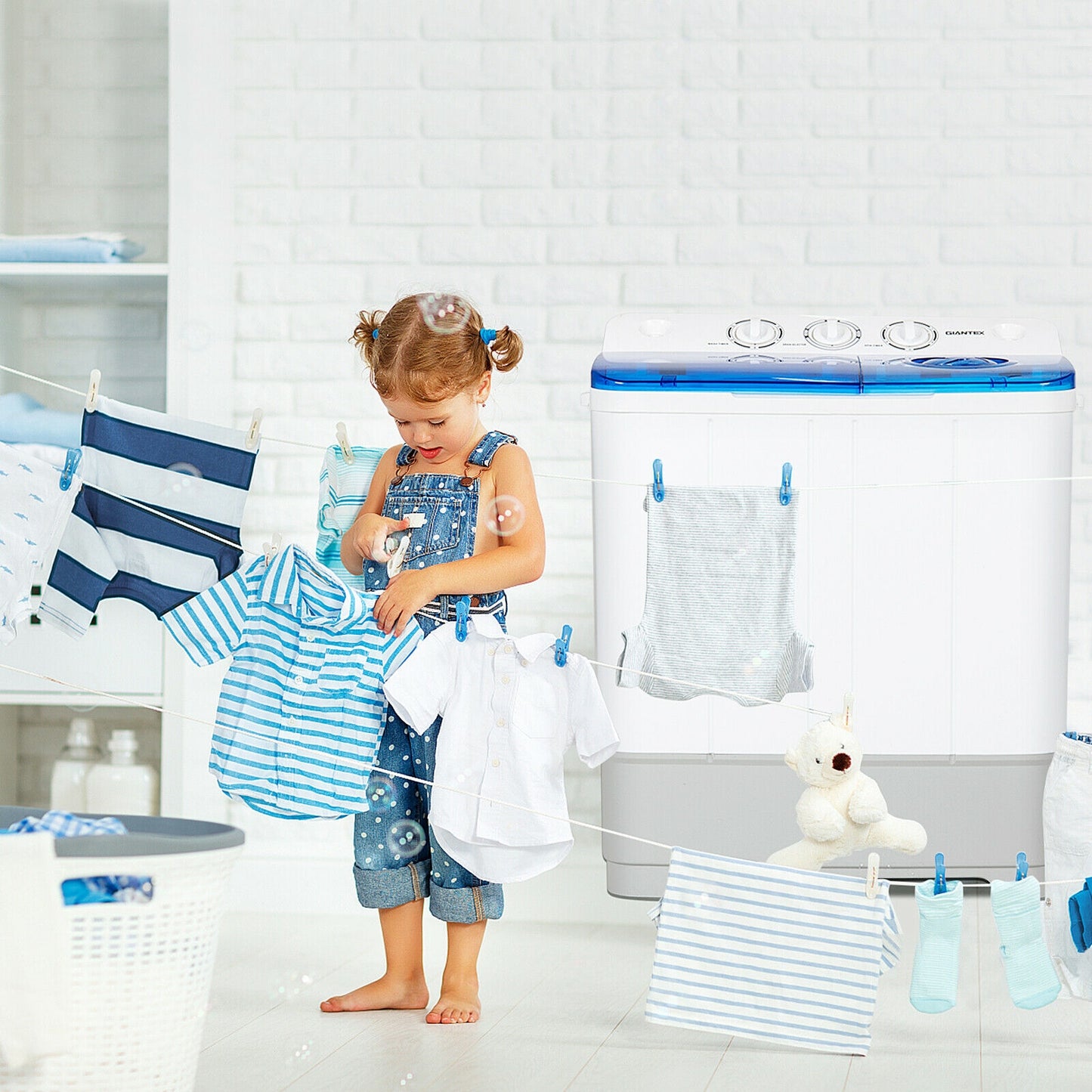 Portable 22lbs Washing Machine With Timer Control, Blue Washing Machines at Gallery Canada