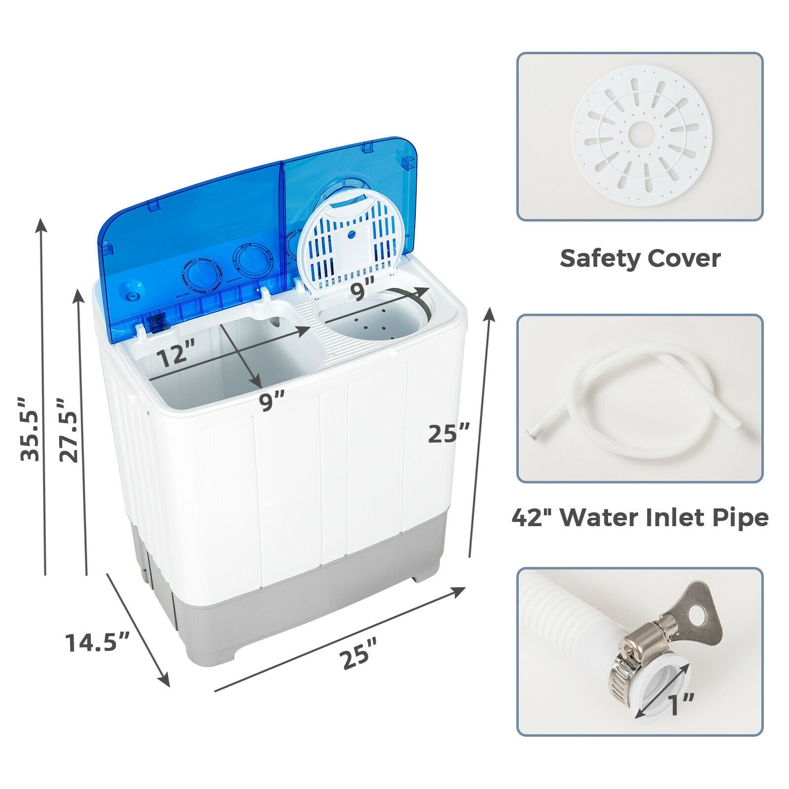 Portable 22lbs Washing Machine With Timer Control, Blue Washing Machines at Gallery Canada