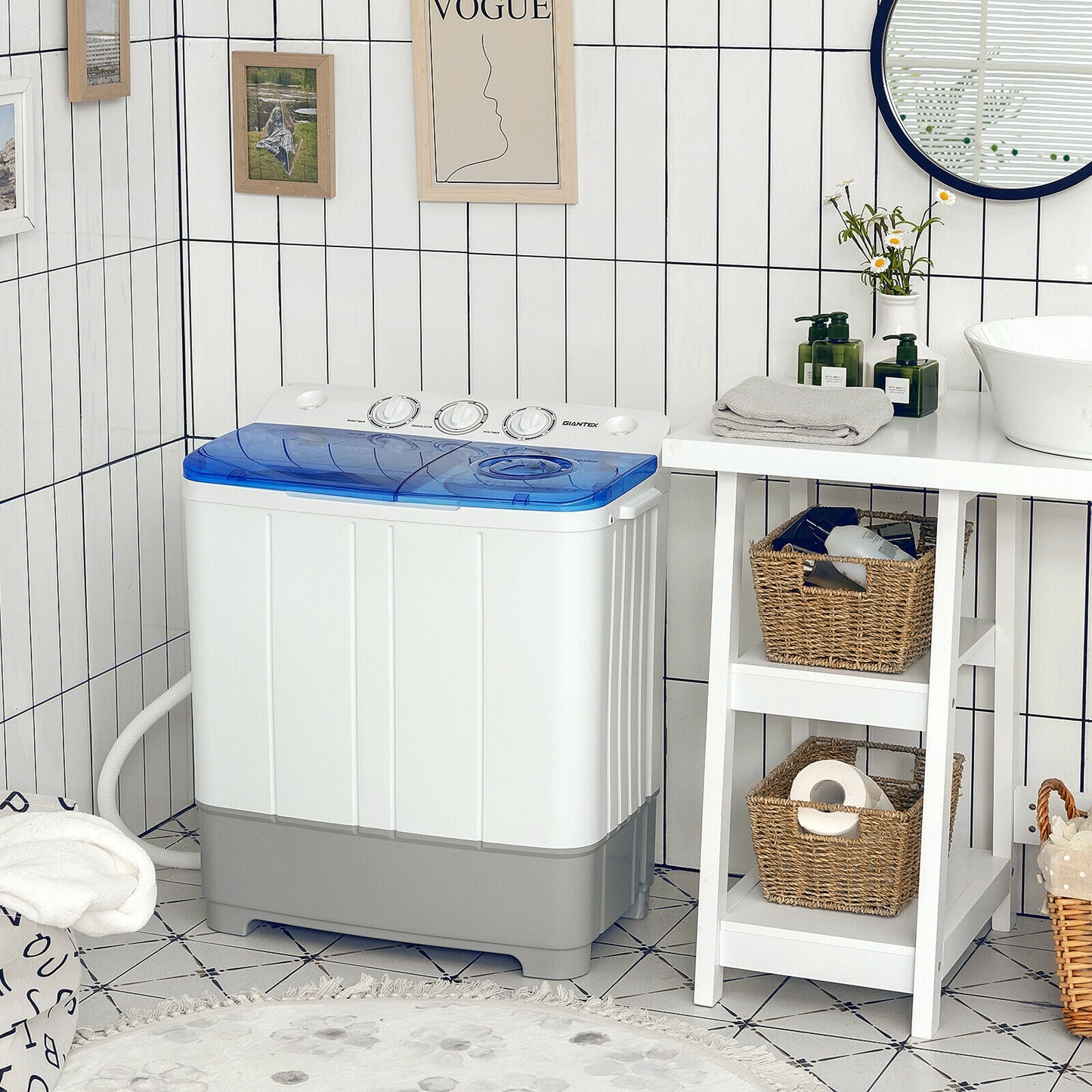 Portable 22lbs Washing Machine With Timer Control, Blue Washing Machines at Gallery Canada